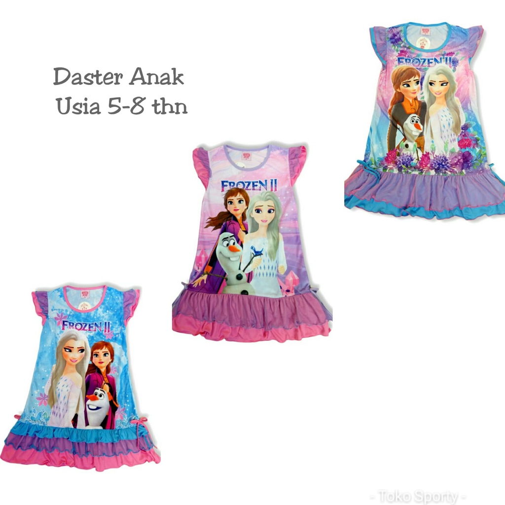Terlariss Daster Anak Karakter Frozen / Dress Anak Karakter Frozen / daster anak rumahan santai gamb