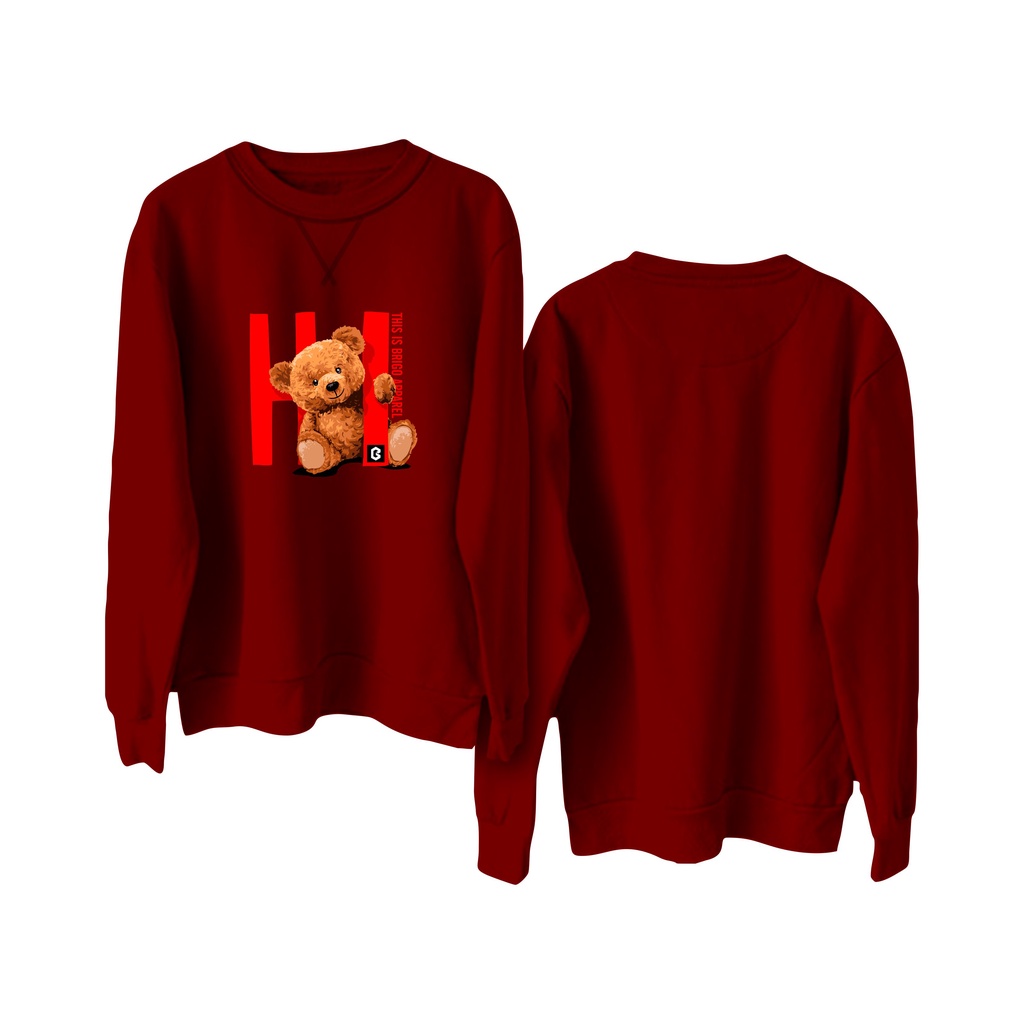 Sweater Crewneck BRIGO Sablon || BRIGO Basic Sweatshirt Beruang HI M-XXL (Pria &amp; Wanita) Free stiker&amp;Gantungan Kunci