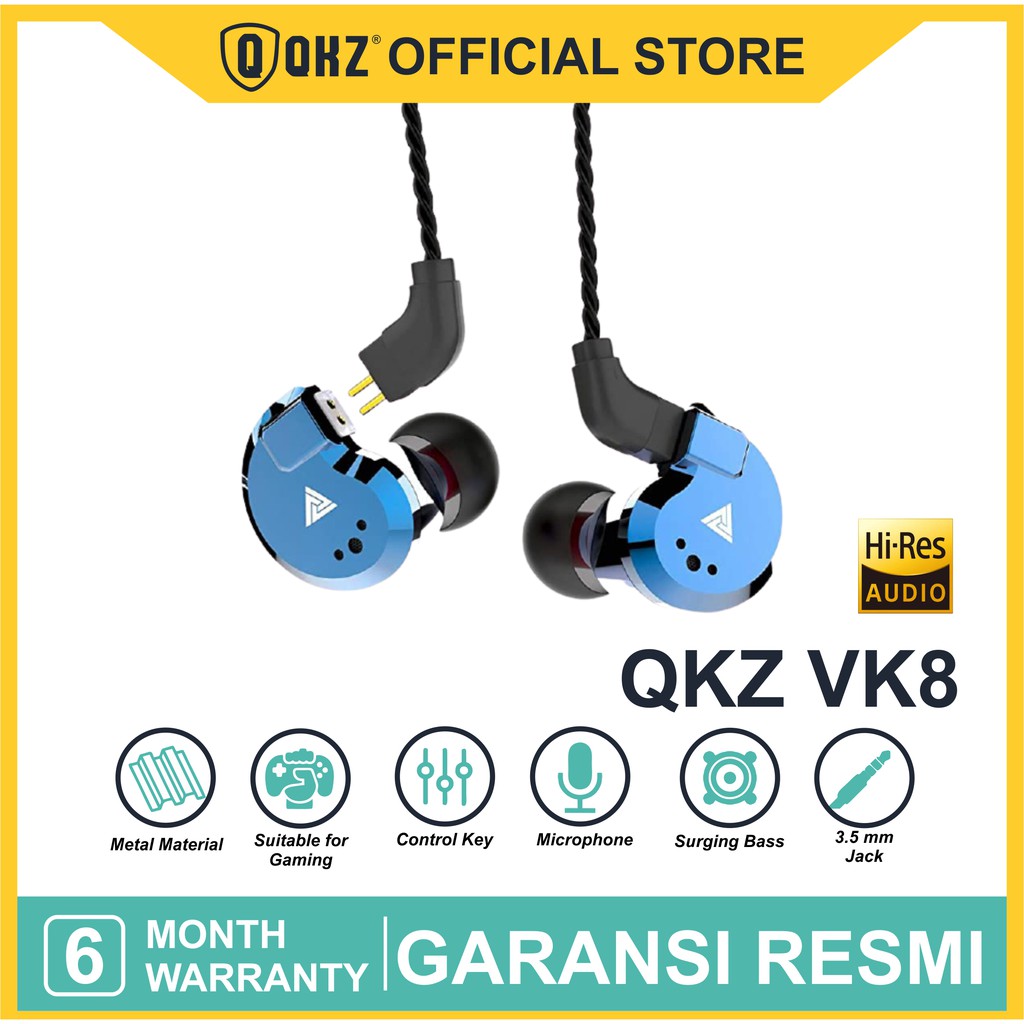 QKZ VK8 with Mic Sport Gaming Hi-Res Earphones Hight Quality In-Ear Earbuds HIFI