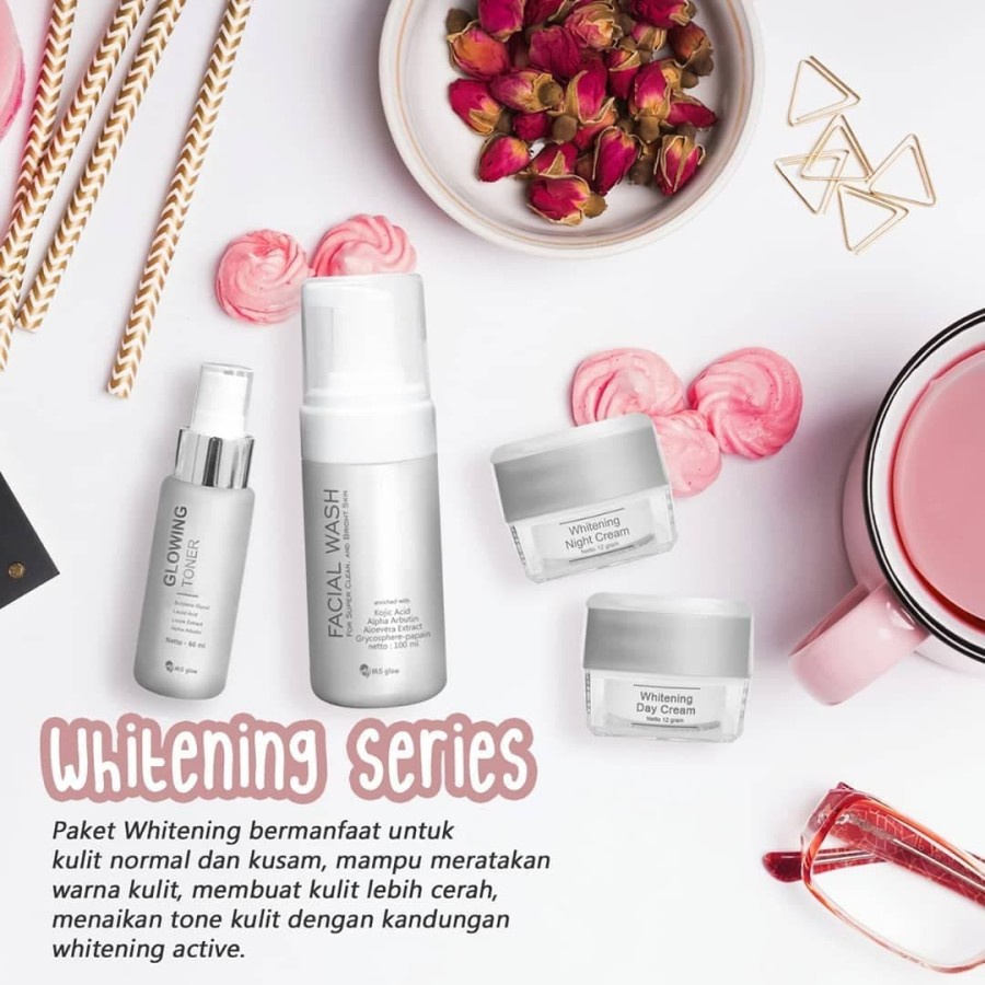 MS Glow Paket Whitening Series free Pouch - Cream Pemutih Wajah