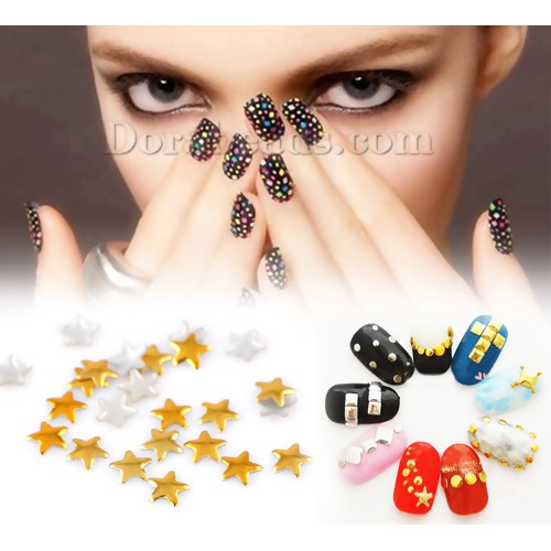 Star gold metal nail art