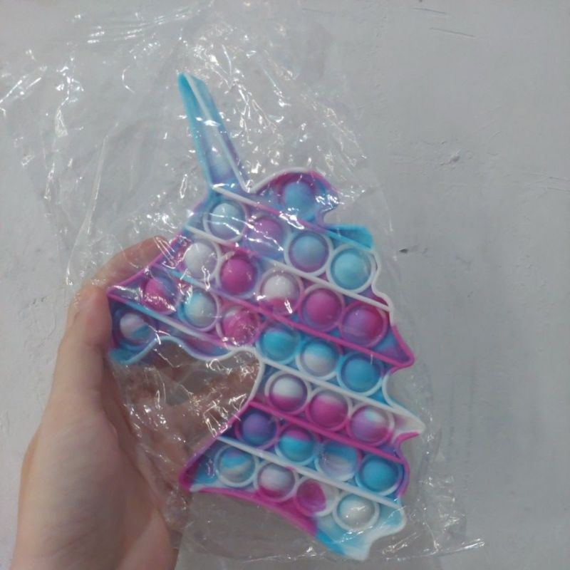 《READY STOCK 50+ JENIS》 Mainan Anak Pop it Fidget Unicorn Rainbow Versi 1-Unicornungubiruputih