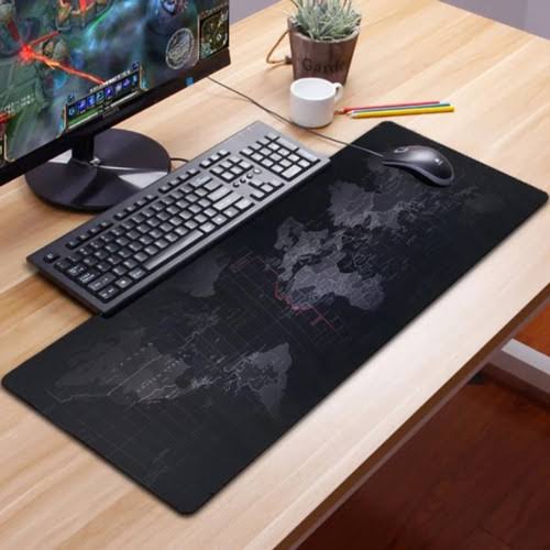 Mouse Pad Gaming XL Desk Mat Motif Peta Dunia 400 x 800 mm Bahan Soft Anti Air, Anti Slip Backing