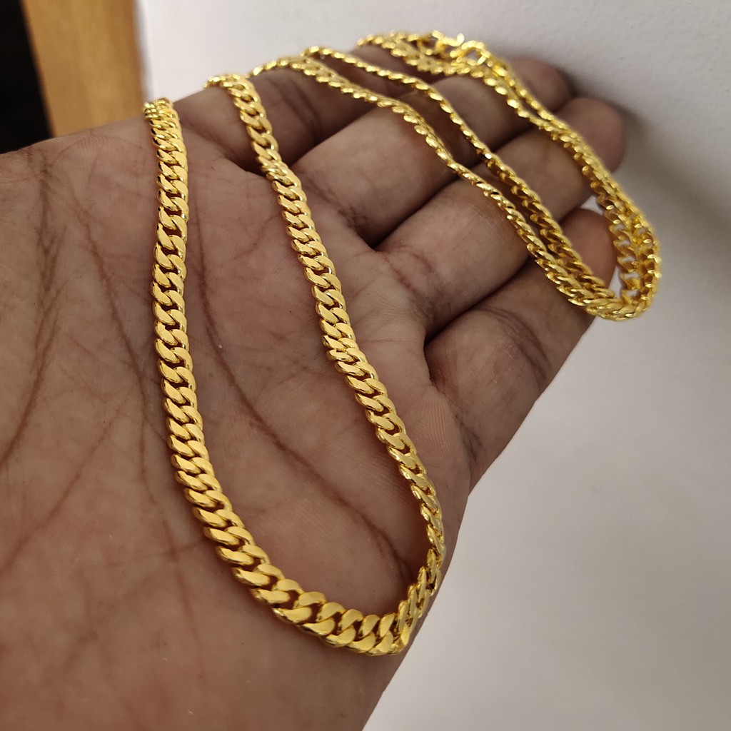  Kalung  Rantai Pipih Lapis Emas  Kuning  24k Shopee Indonesia