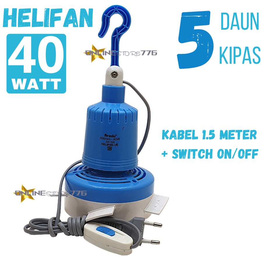 KIPAS HELIFAN 5 BALING 40 WATT / KIPAS ANGIN GANTUNG / KIPAS GANTUNG / KIPAS ANGIN GANTUNG PLAFON