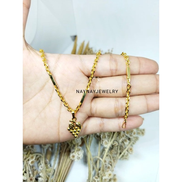 Kalung koin nuri balok amggur lapis emas 24k / 45cm