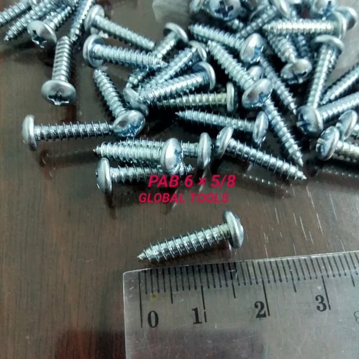 Sekrup 6 x 5/8 PAB 6x5/8 sekrup kepala bulat sekrup aluminium kayu