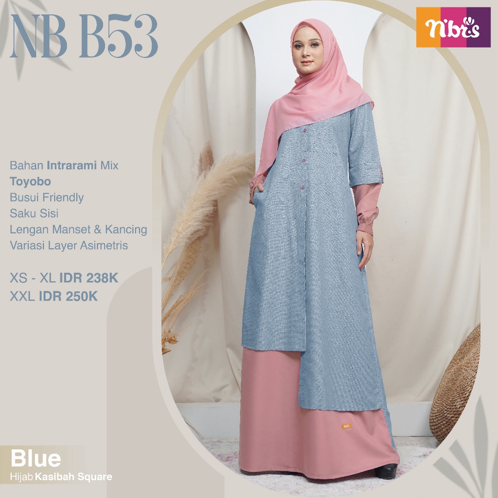 NIBRAS GAMIS REGULER NB B53 Bahan Intrarami Mix Toyobo Gamis Reguler Model Terbaru