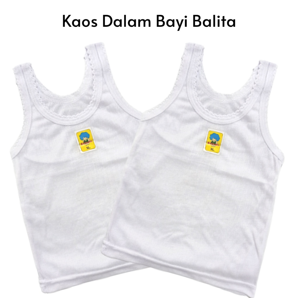 Kaos Dalam Anak Balita Halus BELINDA PUTIH 1 Pcs Kaos Dalem Anak Laki laki Perempuan Kaos Kutang Anak Singlet Bayi dan Balita Size S M L XL XXL T SNI