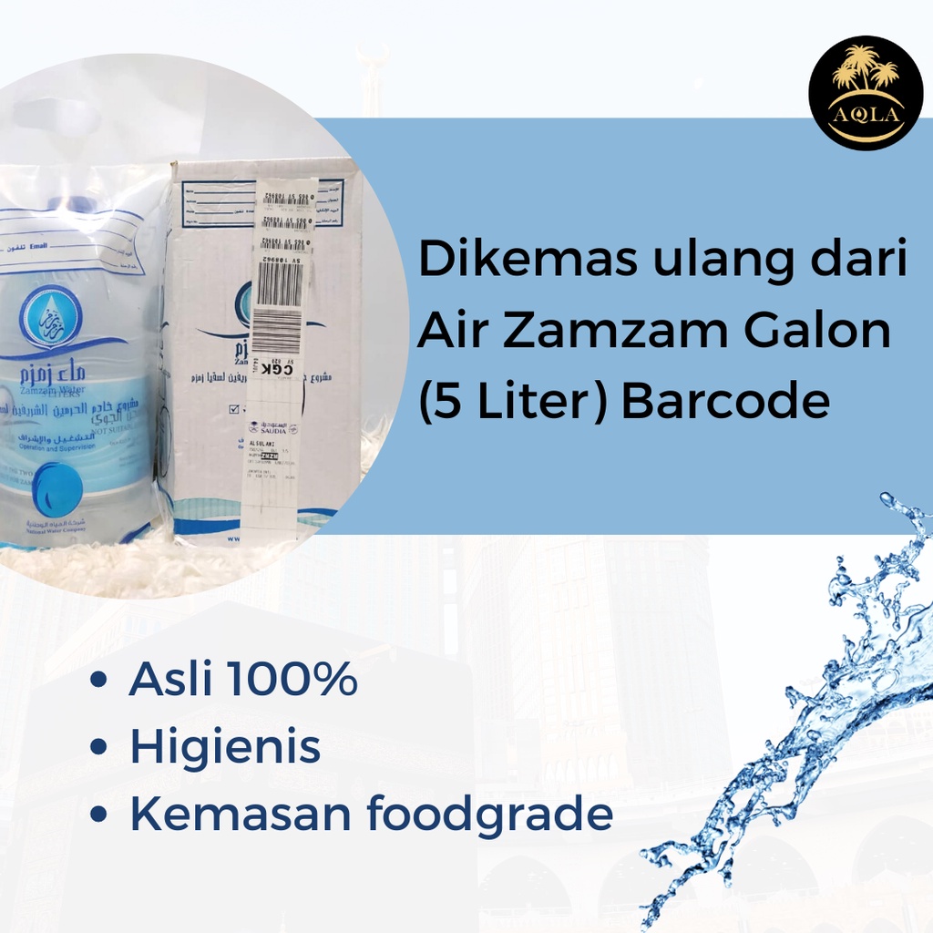 AIR ZAM ZAM ASLI SAUDI / AIR ZAM ZAM KEMASAN 1 LITER KEMAS ULANG DARI AIR ZAMZAM BARCODE