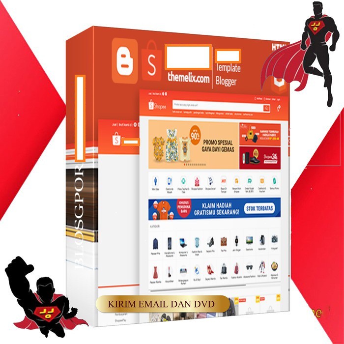 Template Blogger Blogspot Mirip Marketplace Orange Untuk Berjualan