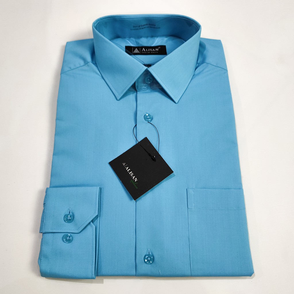 Kemeja ALISAN Polos Lengan Panjang Regular Fit ( AQUA , TOSCA )