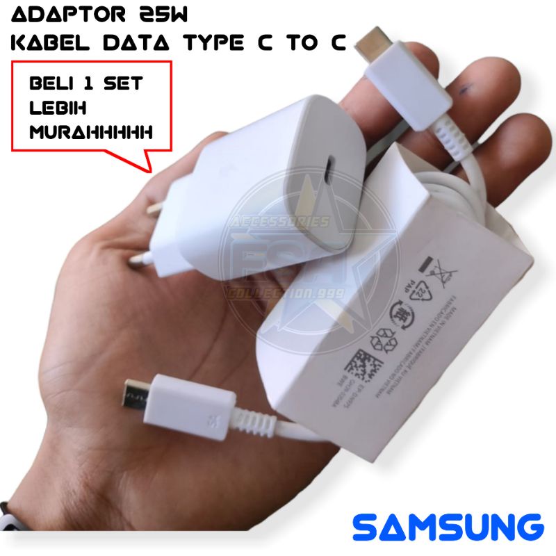 Adaptor SMG 25W + Kabel Data SMG Type C To C Super Fast Charging SMG A51 A70 A71 M51 A33 A53 A80 Note 10 S10 S20 S21 FE