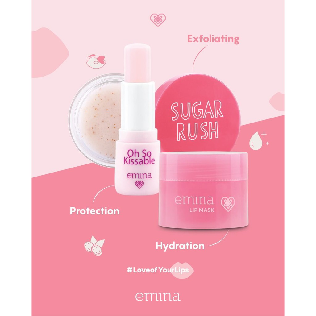 ✿ELYSABETHME✿ ˜”*°• emina •°*”˜. emina sugar rush lip scrub scrubing bibir anti kering mengelupas baby lips pelembab