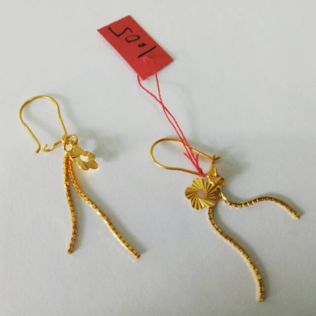 Anting emas asli kadar 700 model bunga cristall