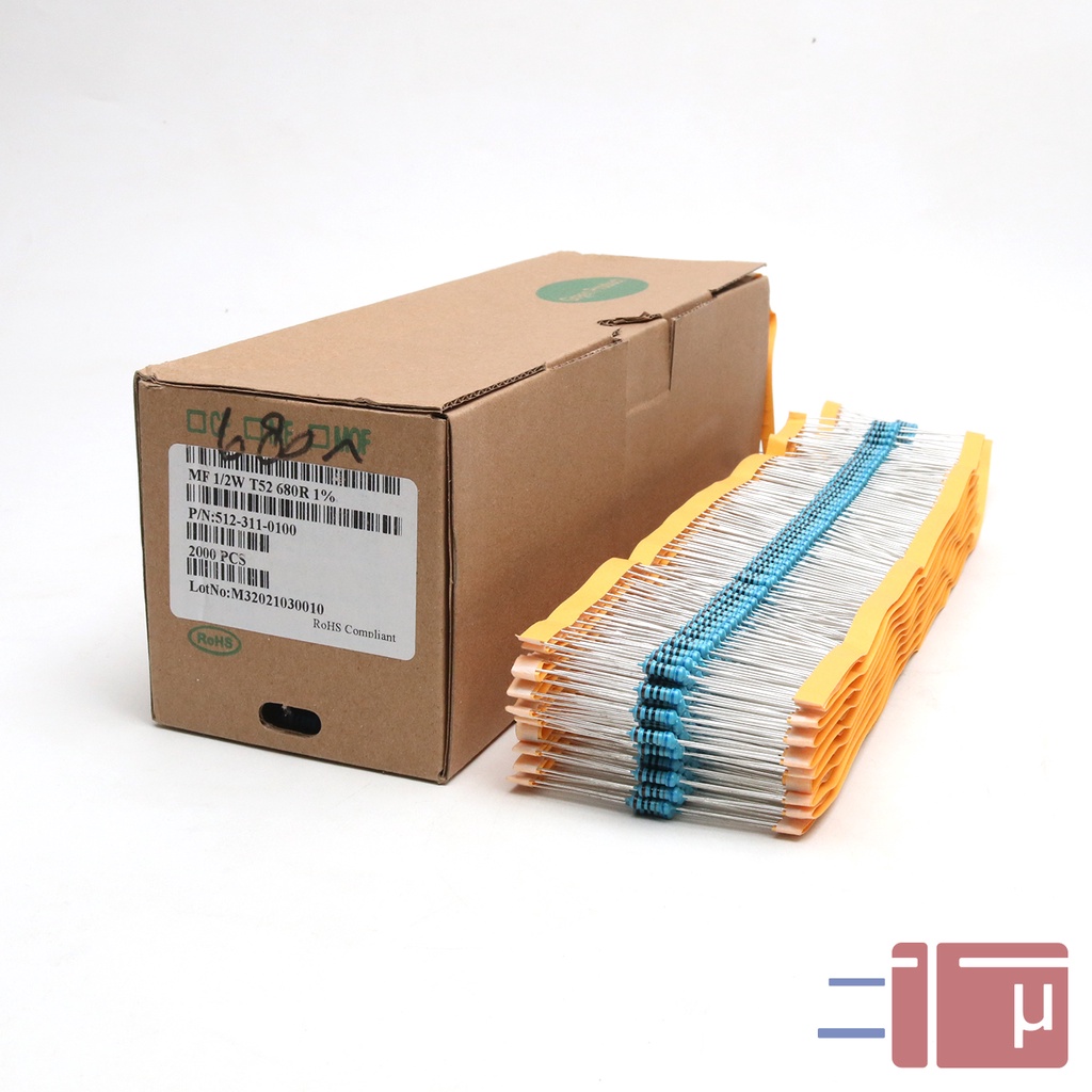 X10 Resistor 680R 680Ohm 1/2W Metal Film 1% Taiwan Kaki Tembaga