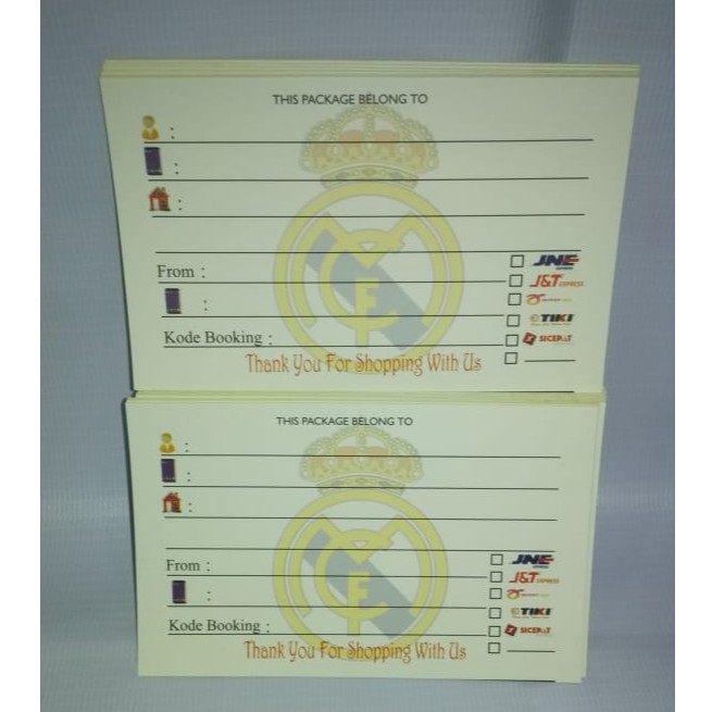 

stiker pengiriman online / stiker pengiriman harga terjangkau / stiker pengiriman motif real madrid