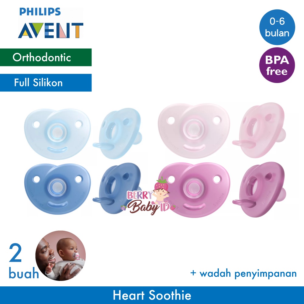 Philips Avent Soother Soothie Heart Empeng Silikon Bayi Pacifier 0-6m Berry Mart