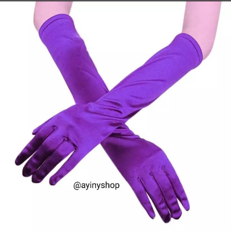 [BISA COD]Sarung Tangan Satin Polos Panjang Sesiku-Gloves Pesta-Gloves Wedding