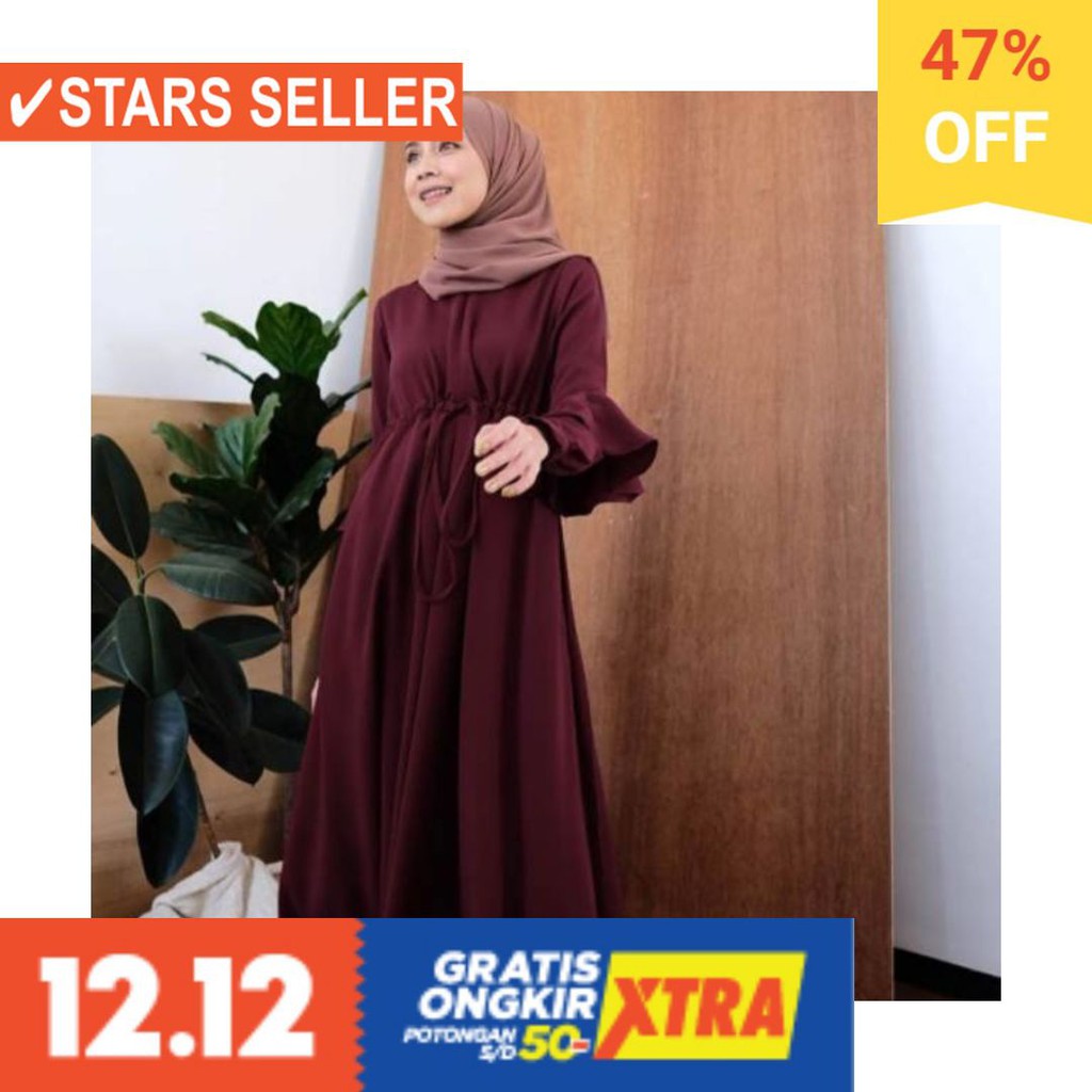BUSANA MUSLIM PEREMPUAN FASHIONABLE CEWEK CANTIK / GONEGANI AURORA DRESS by RaNiaStyle