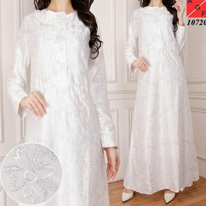 gamis putih lebaran / gamis putih umroh baju haji putih