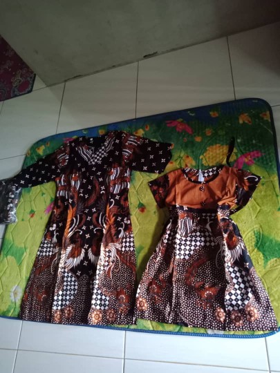 Simifashion Couple Keluarga Dress Batik Solo Asli Anggrek Merah Mama Papa Anak Dijual Terpisah