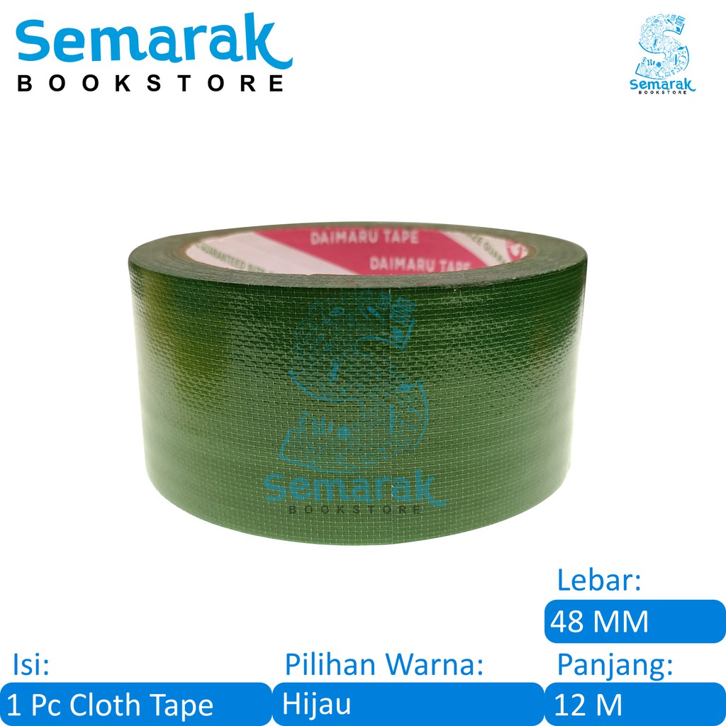 

Lakban Kain Daimaru Cloth Tape 48 MM X 12 M - Hijau [1 Roll]