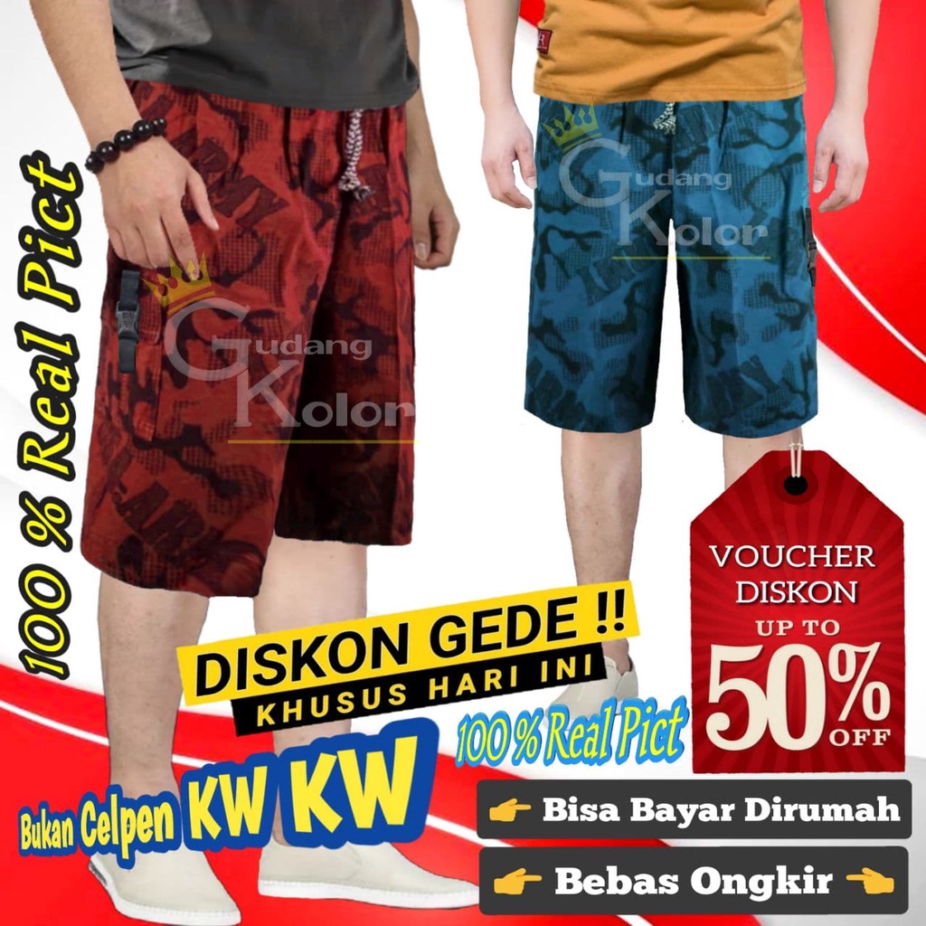 Celana Cargo Pendek Pria Dewasa Clana Pendek Cowok Casual Santai Cwok Kargo Short Pants Laki laki Ka