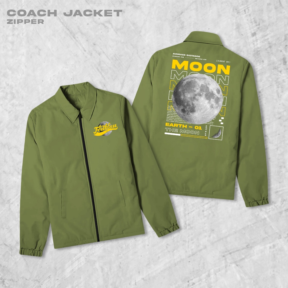 Fortglass Moon Coach Zipper Jaket Polos Pria Jaket Parasut Unisex