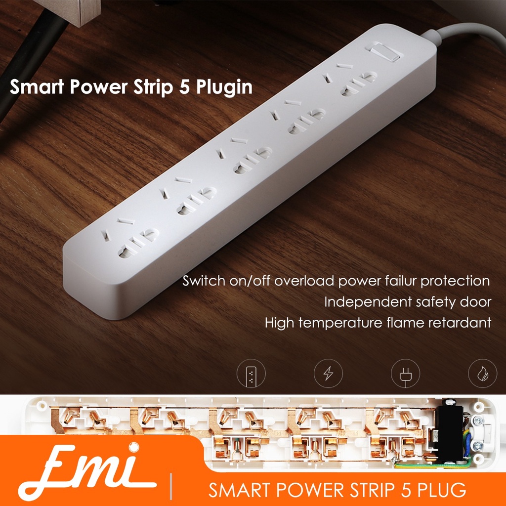 Smart Power Strip 5 Plug Kabel Adapter