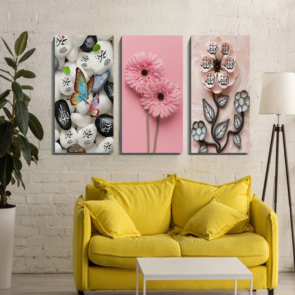 Hiasan Dinding Ruang Tamu Lukisan 3D Walldecor Dekorasi dinding aesthetic pajangan bunga