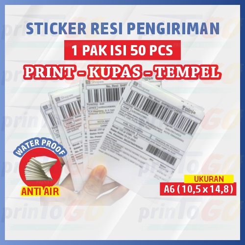 Jual LABEL PENGIRIMAN / STIKER PENGIRIMAN / LABEL RESI UKURAN A6 ISI