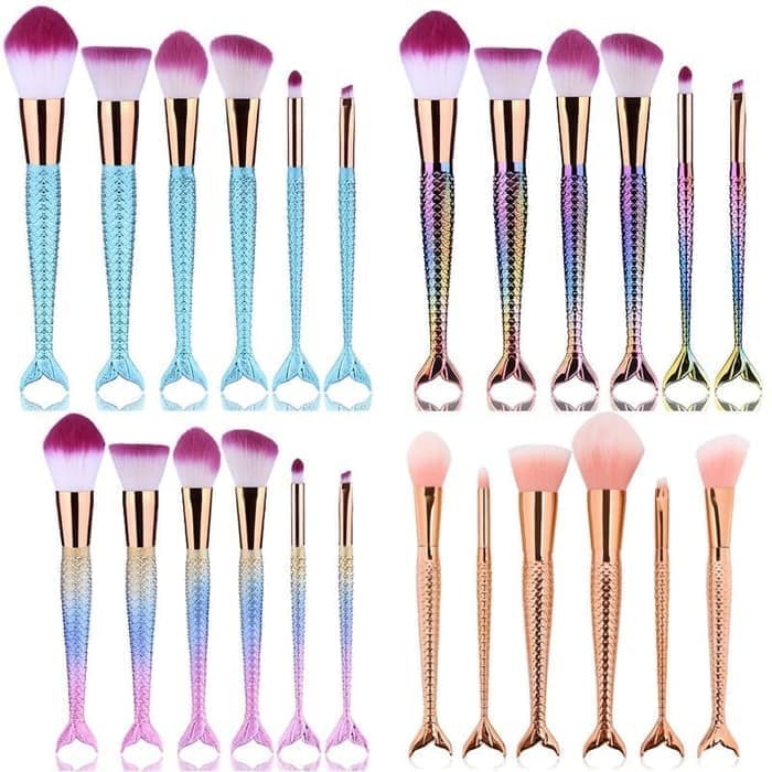 BRUSH SET MERMAID 6PCS VERY SOFT / KUAS MAKE UP SET IMPORT LEMBUT