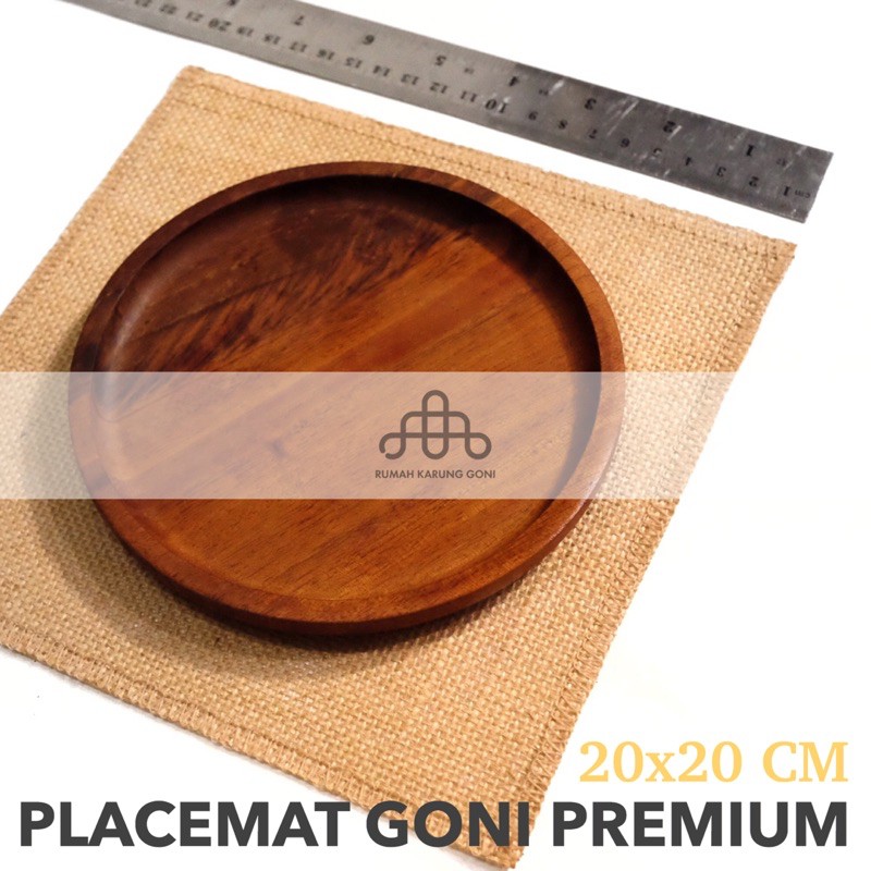 Placemat Alas Goni Premium 1 Set 5 Ukuran - Hampers Set of 5 Burlap Coaster - Home Party Decor