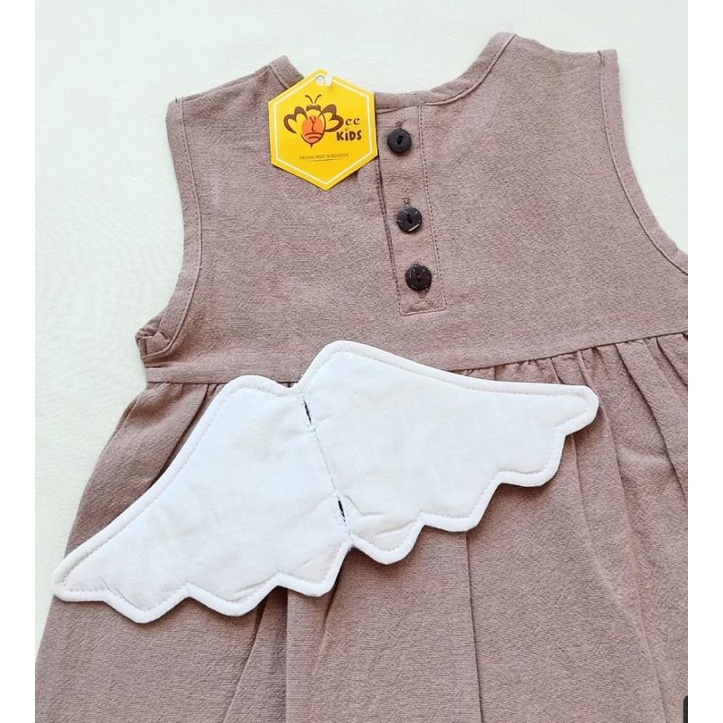 Dress Sayap Anak Perempuan Usia 2-5 Tahun | Dress Linen Lembut Anak I Baju Anak Cewek