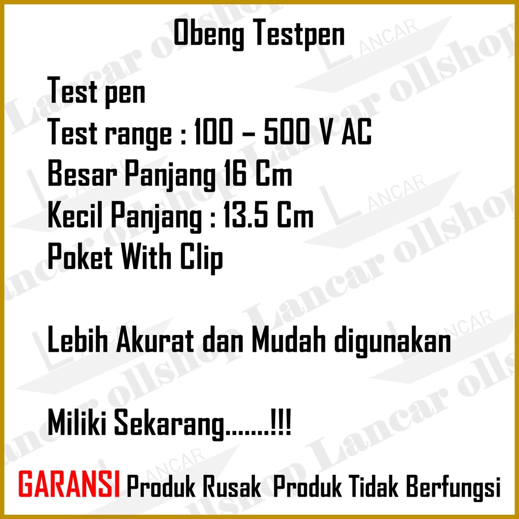 Obeng Tespen Bolak Balik Plus/Minus Testpen Listrik Multifungsi / Obeng Bolak Balik Taspen