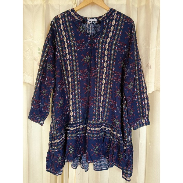 [COD] TUNIK NAVY MODEL BOHEMIAN | DRESS ETNIC MOTIF BUNGA TALI | TUNIK SIFON CERUTI IMPORT ALA K0REA