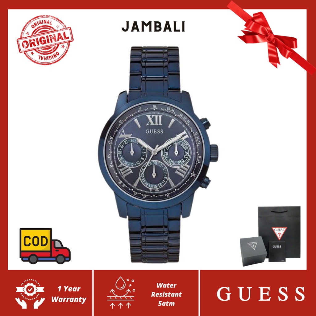 Jam tangan wanita guess W0330L6 biru navy chrono tanggal aktif original box paper bag