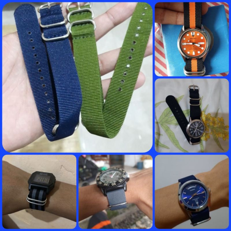 Tali Jam Tangan SEIKO Strap Zulu Nato Nylon Universal Lugs 20mm 22mm 24mm