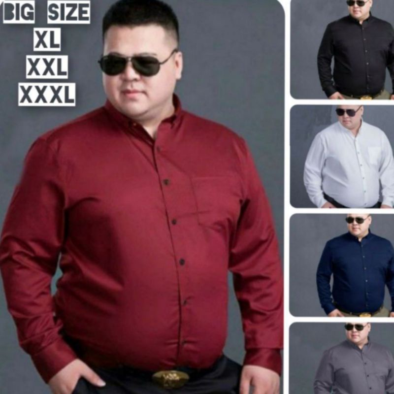 Kemeja hitam panjang jumbo Kemeja putih pria lengan panjang jumbo Kemeja polos jumbo pria Kemeja Big