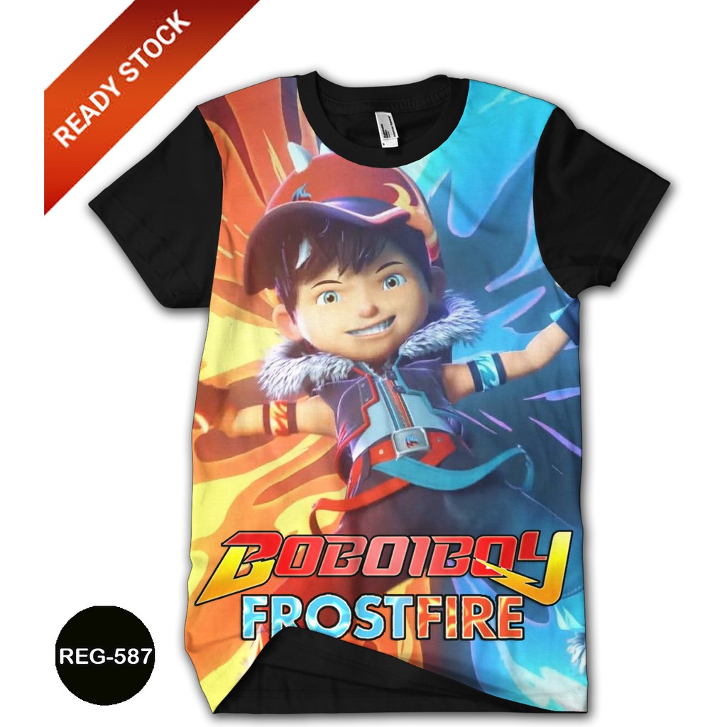 Kaos Boboiboy Frost Fire Baju Anak dan Dewasa Boboiboy The Movie 2 #REG-587 Fashion Trendy