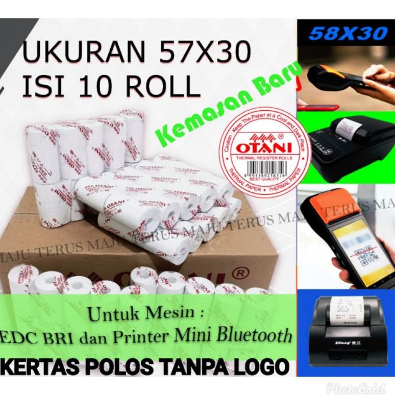

((BISA COD)) Kertas Struk Thermal Semua EDC & Printer Mini Bluetooth 57x30 CORELESS, isi 10roll