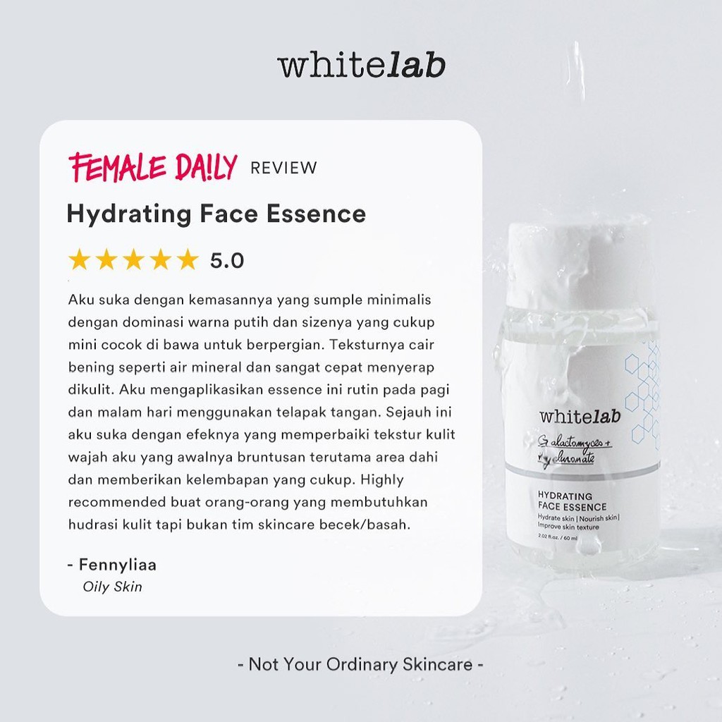 WHITELAB Hydrating Face Essence Indonesia / Facial Wash Toner Serum Ampoule Day Night Underarm Eye Cream Sunscreen Clay Mask Masker Gel Body Soap / Acne Brightening Mugwort Heartleaf Niacinamide Peeling Calming Paket Wajah Lengkap Set Sabun Krim Pelembab