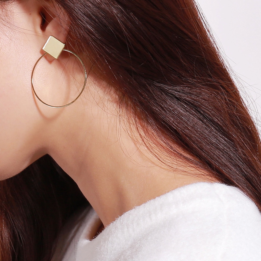 Hu Hu Hu Hu Hu Alat Bantu Pasang Kacamata♡ Anting Bulat Wanita Desain Geometri Hias Berlian Untuk Travelclubhadiah