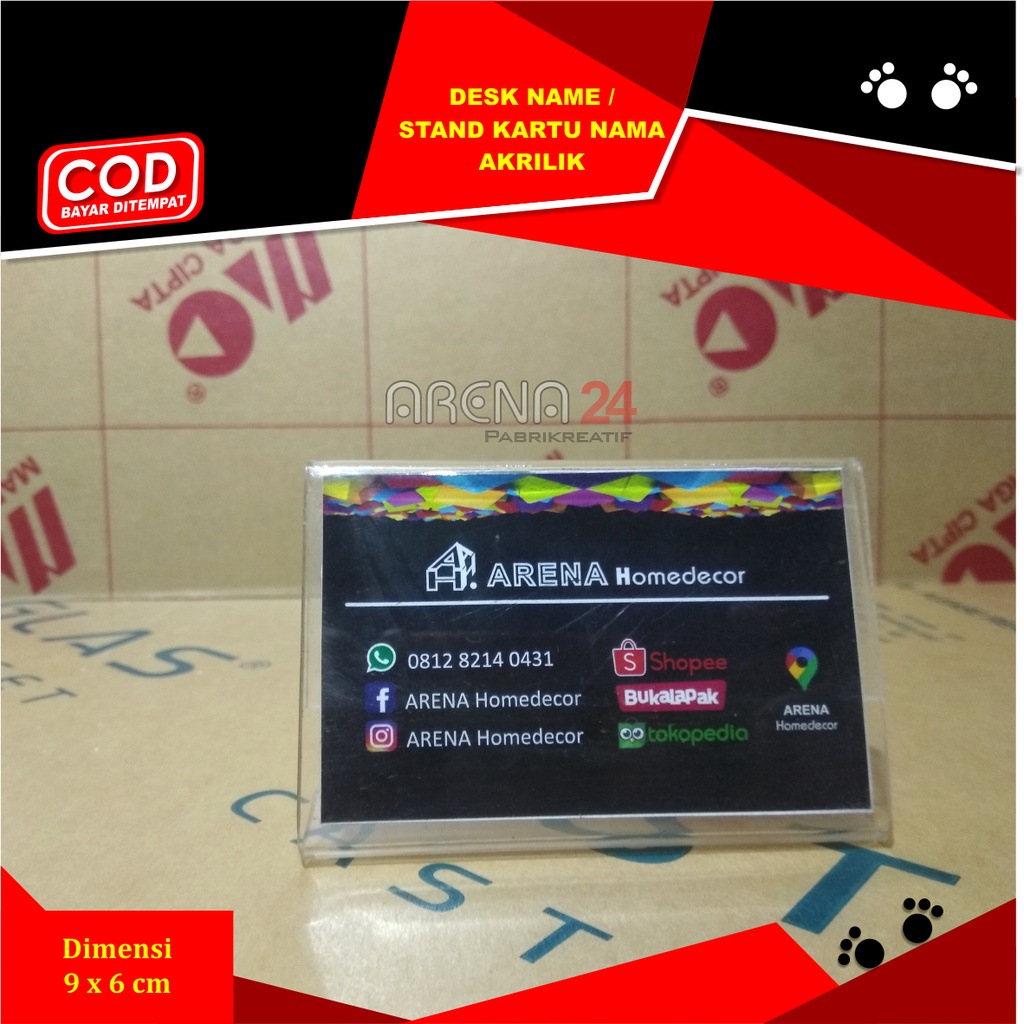 

PAPAN / STAND KARTU NAMA / KARTU BISNIS NAME TAG AKRILIK MEJA KANTOR