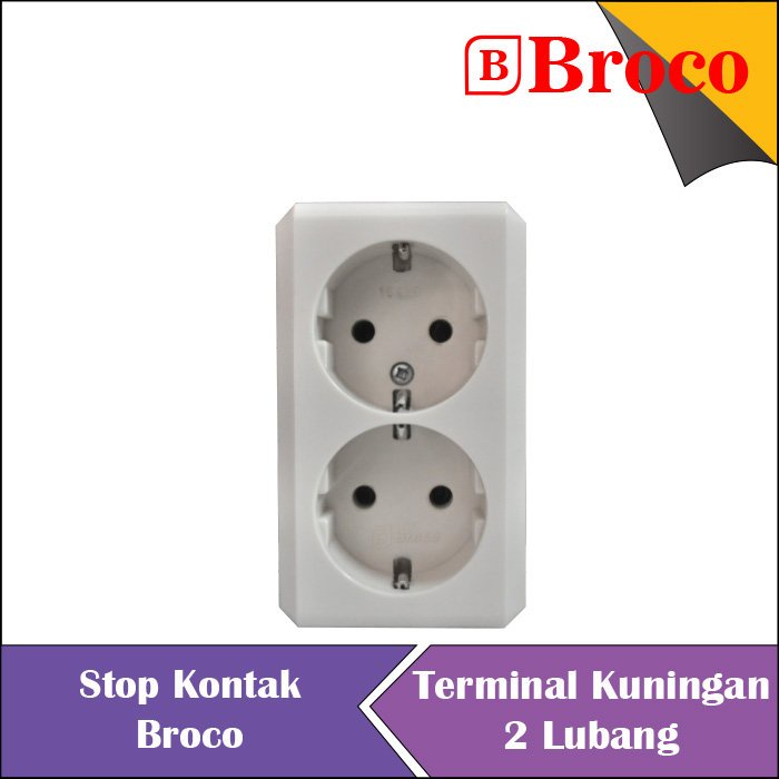 Stop Kontak Broco 2 LUBANG STOP KONTAK TEMPEL TEMBOK  AG22