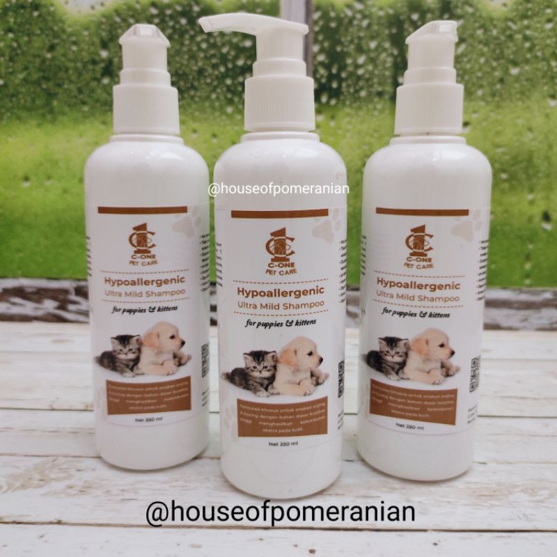 shampo puppy kitten c-one 250ml hypoallergenic free paraben anak anjing dan kucing mild shampo