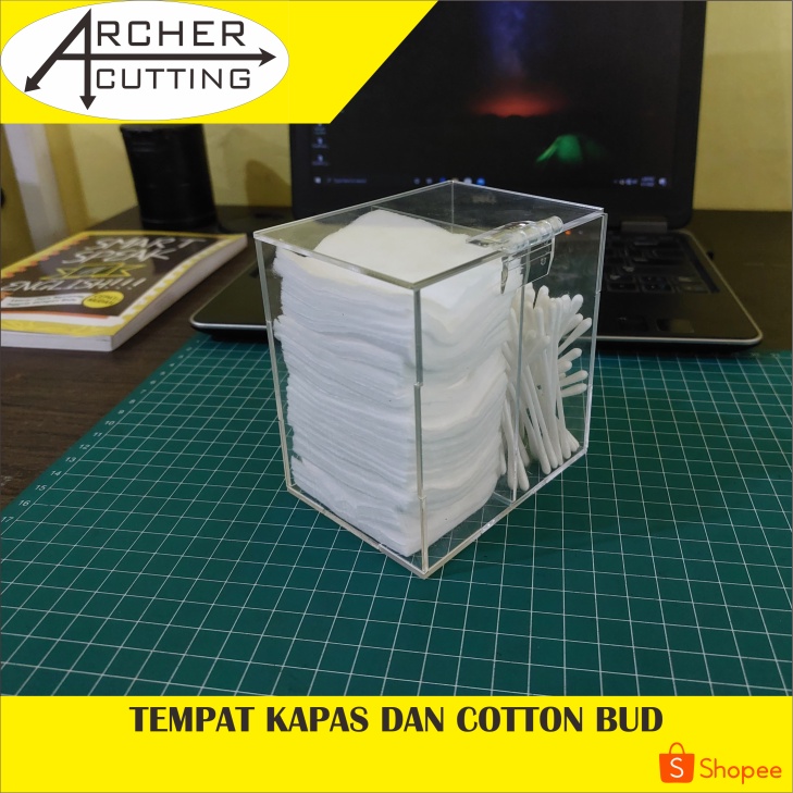 KOTAK BOX TEMPAT CUTTON BUD ORGANIZER SERBAGUNA AKRILIK