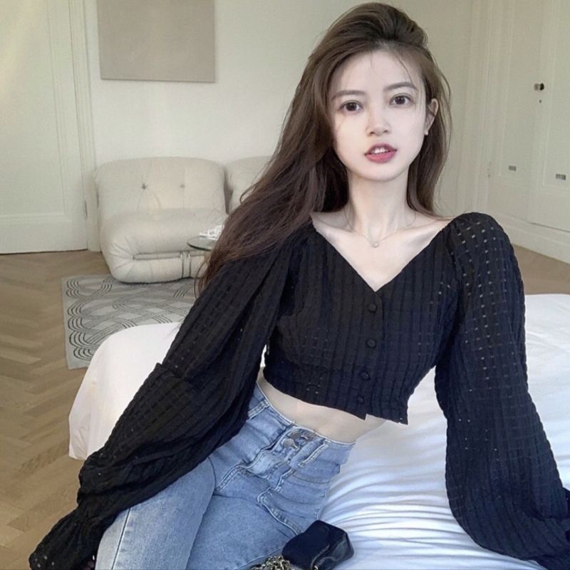 M FESYEN | PESI KOREAN CROP TOP LONG SLEEVE |  SWEATER RAJUT WANITA | OUTER CROP WANITA | KNITWEAR |