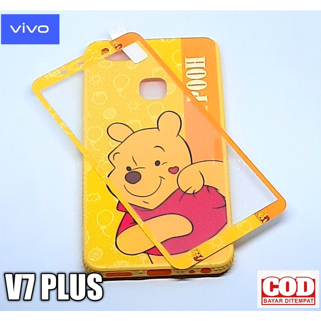 Casing Hp Vivo V7 Plus Softcase Oil Carachter + Tempered Glass